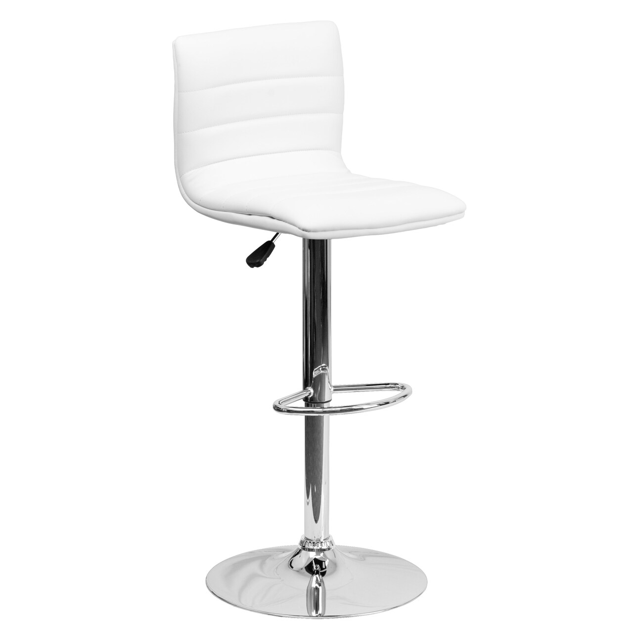 Emma and Oliver Coti Modern Channel Tufted Upholstered Height Adjustable Mid-Back Stool and Pedestal Base with Footrest